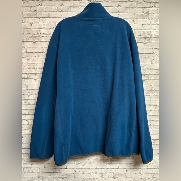 St John’s Bay Men's XXL Blue Full Zip Jacket Fleece Long Sleeve Pockets Mock - Picture 2 of 5